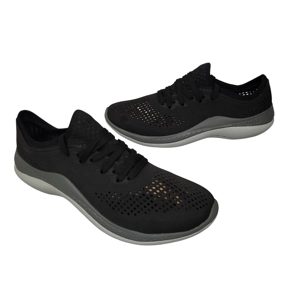 Crocs Mens LiteRide 360 Pacer Sneakers Sz 10 Walking Gym Shoes Black Gray EUC